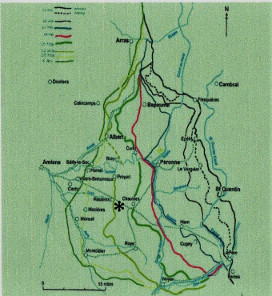 *=Location of the Battle of Hangard Wood