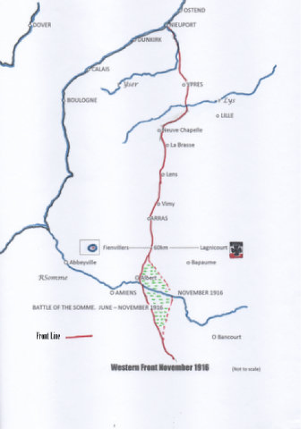 Widecombe WW1: Map of 1916 Western Front