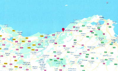 Location of fighting in Tunisia (Map from Wikipedia)