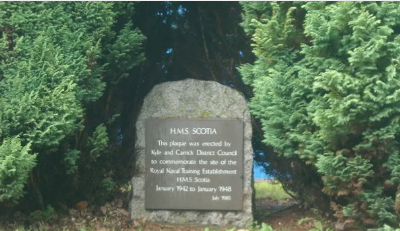 Stone of remembrance placed by Kyle & Carrick Council to acknowledge the location of the Rn Training establishment (Photo Imperial War Museum)